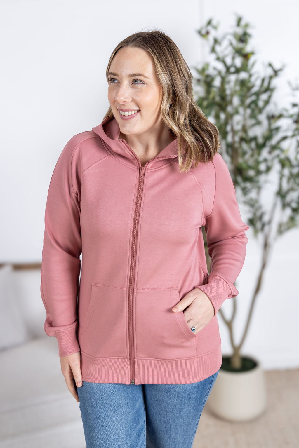 Scuba FullZip Hoodie - Rose