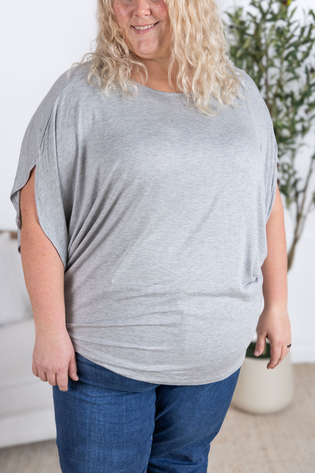 Darcy Dolman Top - Light Grey