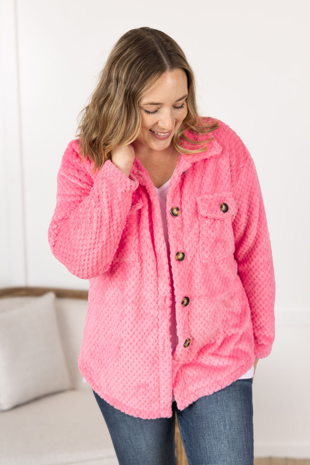 Fleece Shacket - Pink