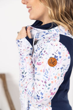 HalfZip Hoodie - Floral Paradise and Navy