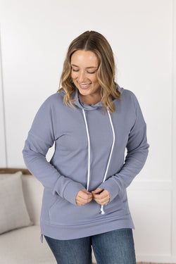 Kacey Ribbed Hoodie - Dusty Blue