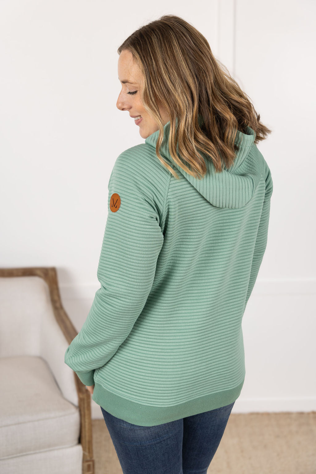 Tatum Textured Pullover Hoodie - Sea Green