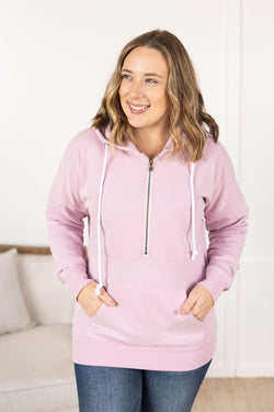 Vintage Wash HalfZip Hoodies - Cherry Blossom Pink