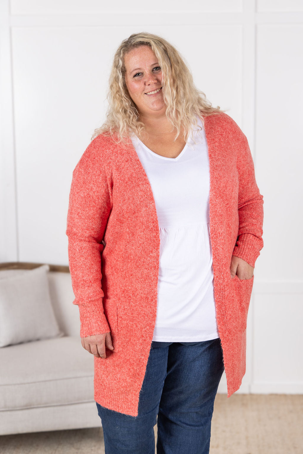 Madison Cozy Cardigan - Cherry Blush