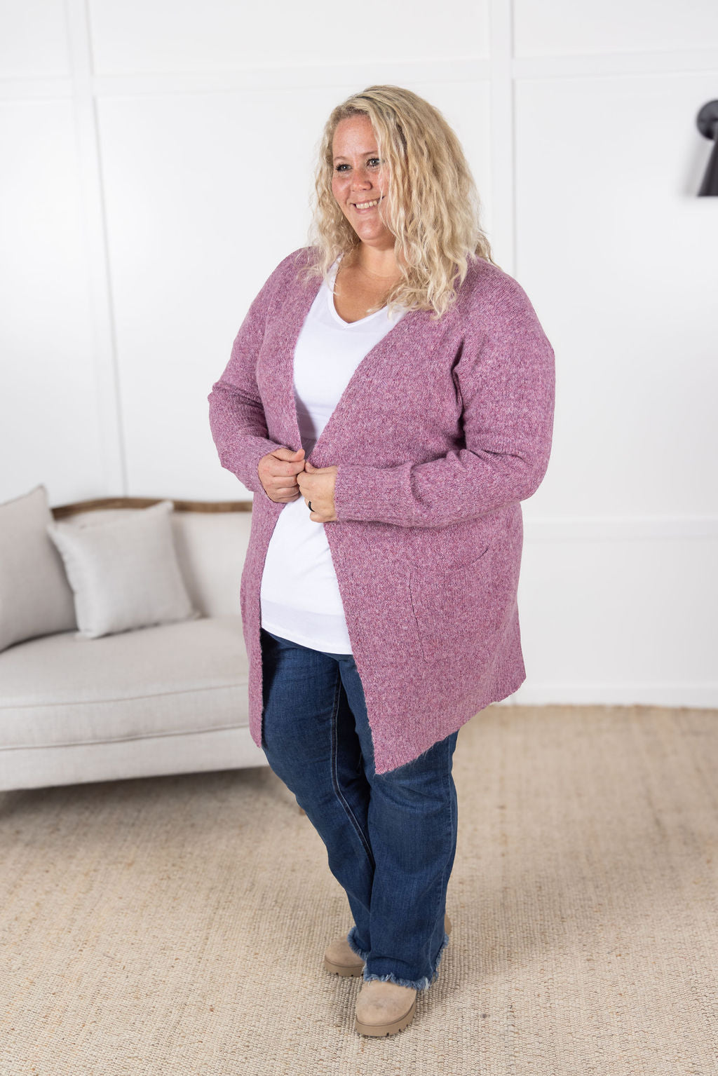 Madison Cozy Cardigan - Frosted Berry