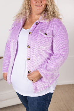 Fleece Shacket - Lavender FINAL SALE