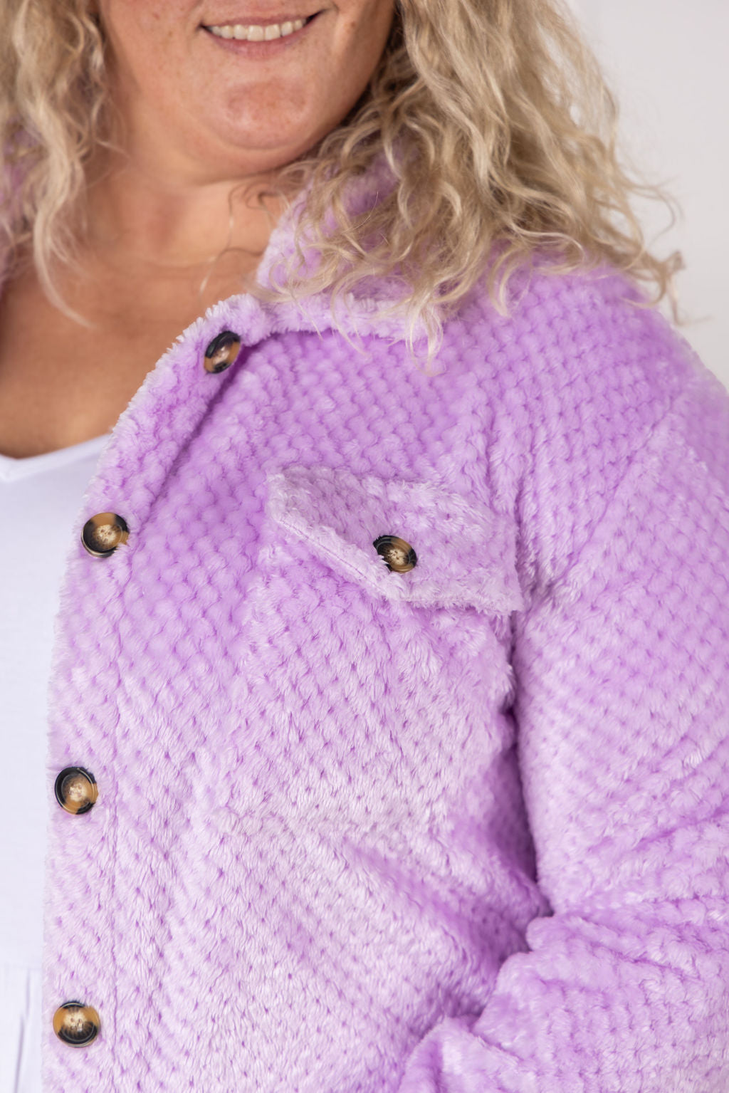 Fleece Shacket - Lavender FINAL SALE