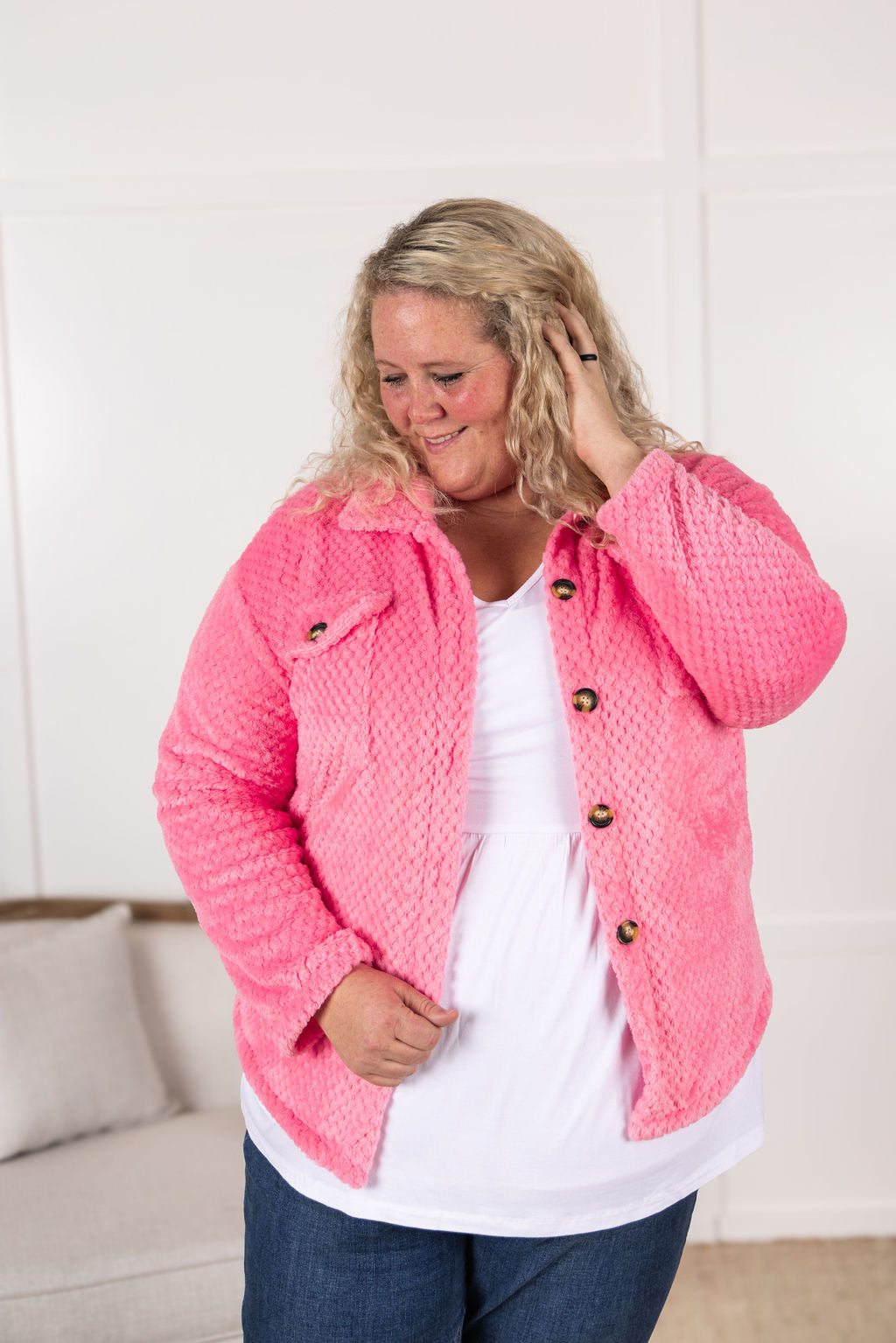 Fleece Shacket - Pink