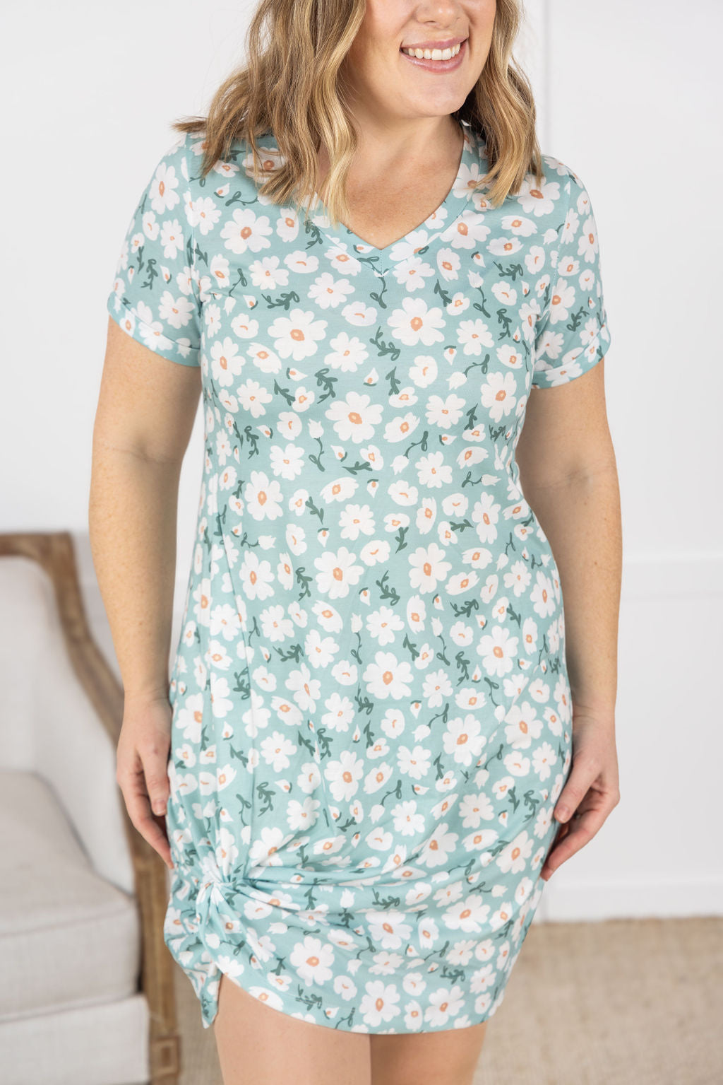 Knot Dress - Green Floral