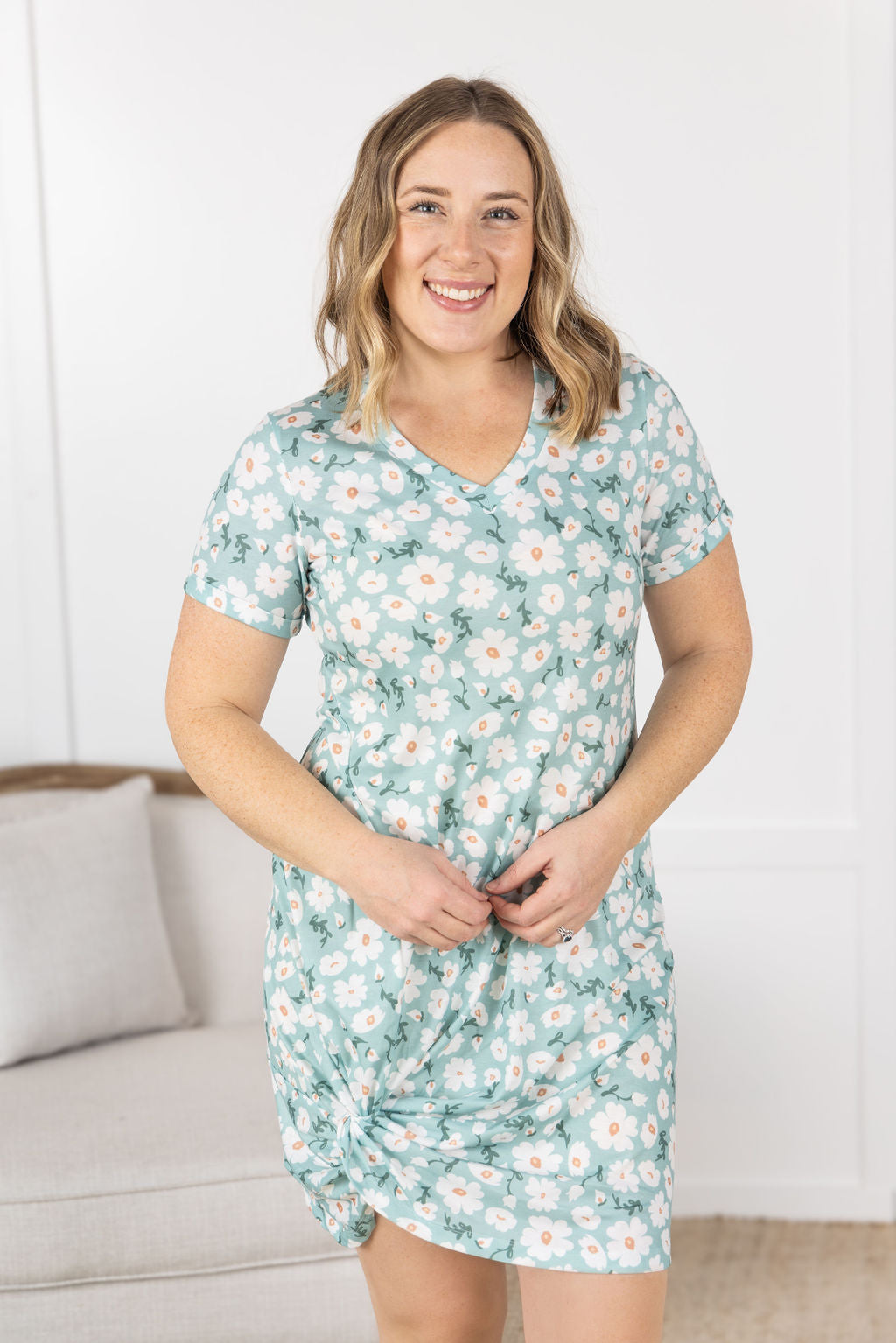 Knot Dress - Green Floral