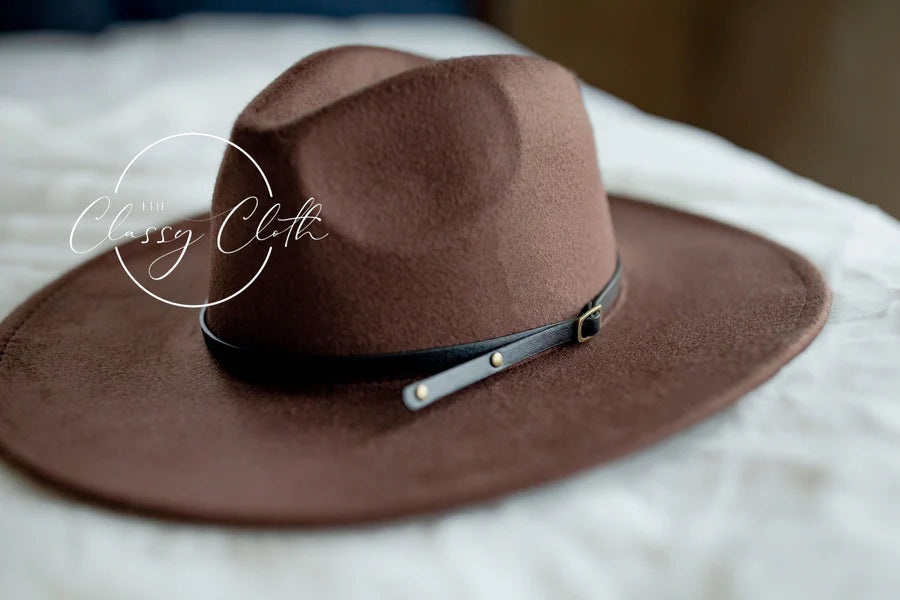 Wide Brim Hat w/ Belt - Mocha RTS