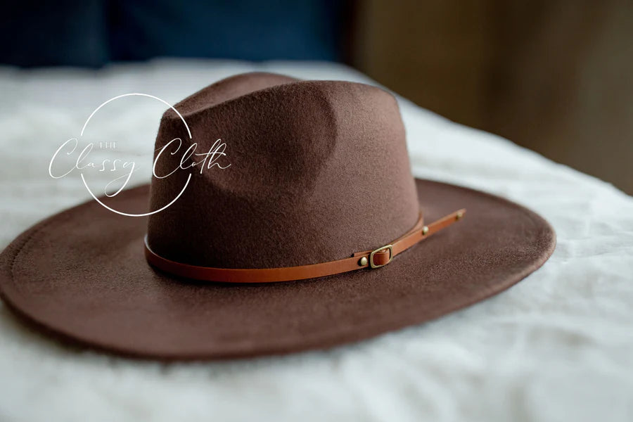 Wide Brim Hat w/ Belt - Mocha RTS