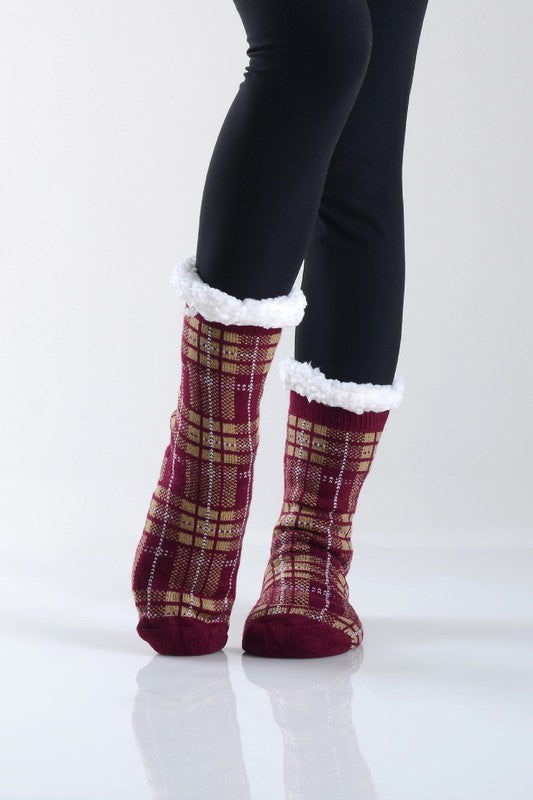 Plaid Fleece Lined Socks