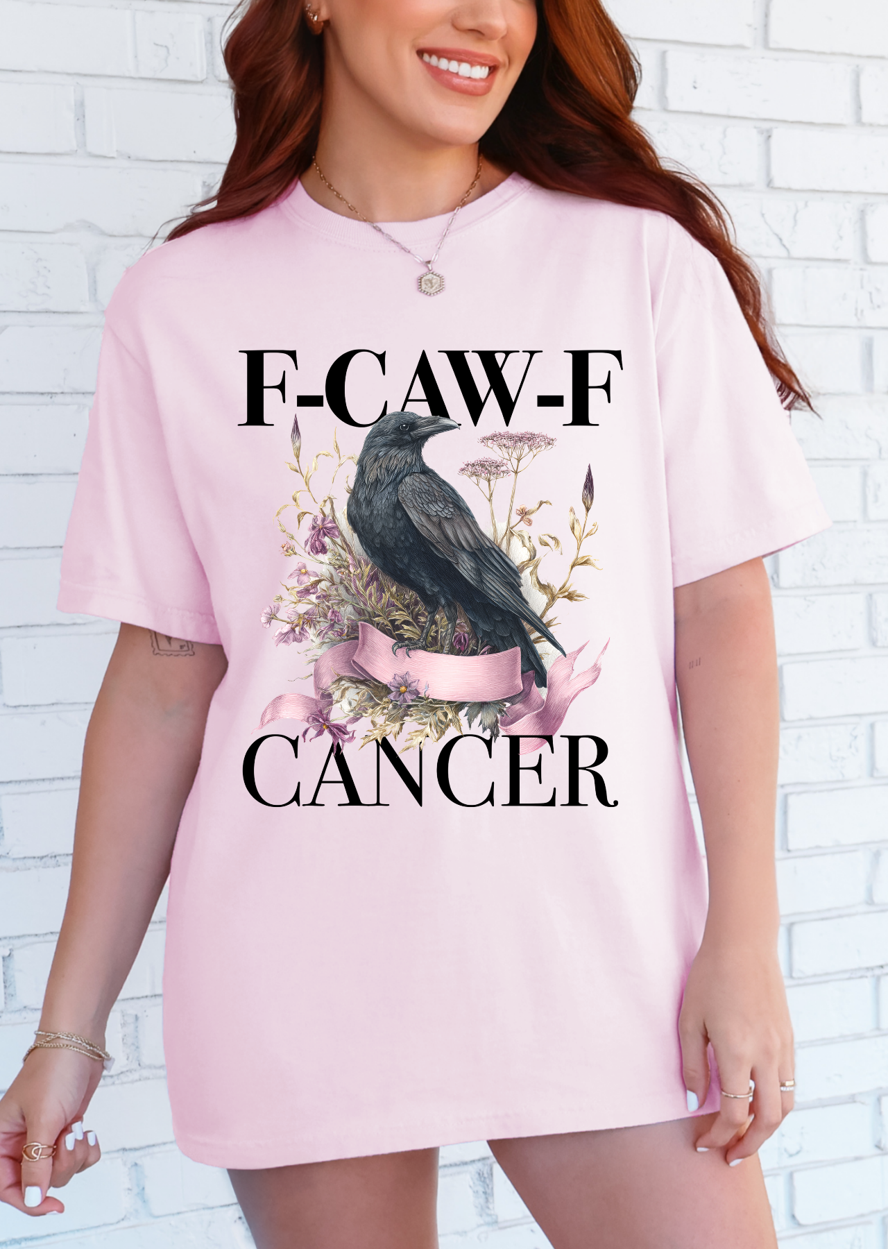 F-CAW-F Pink Cancer Ribbon Tee