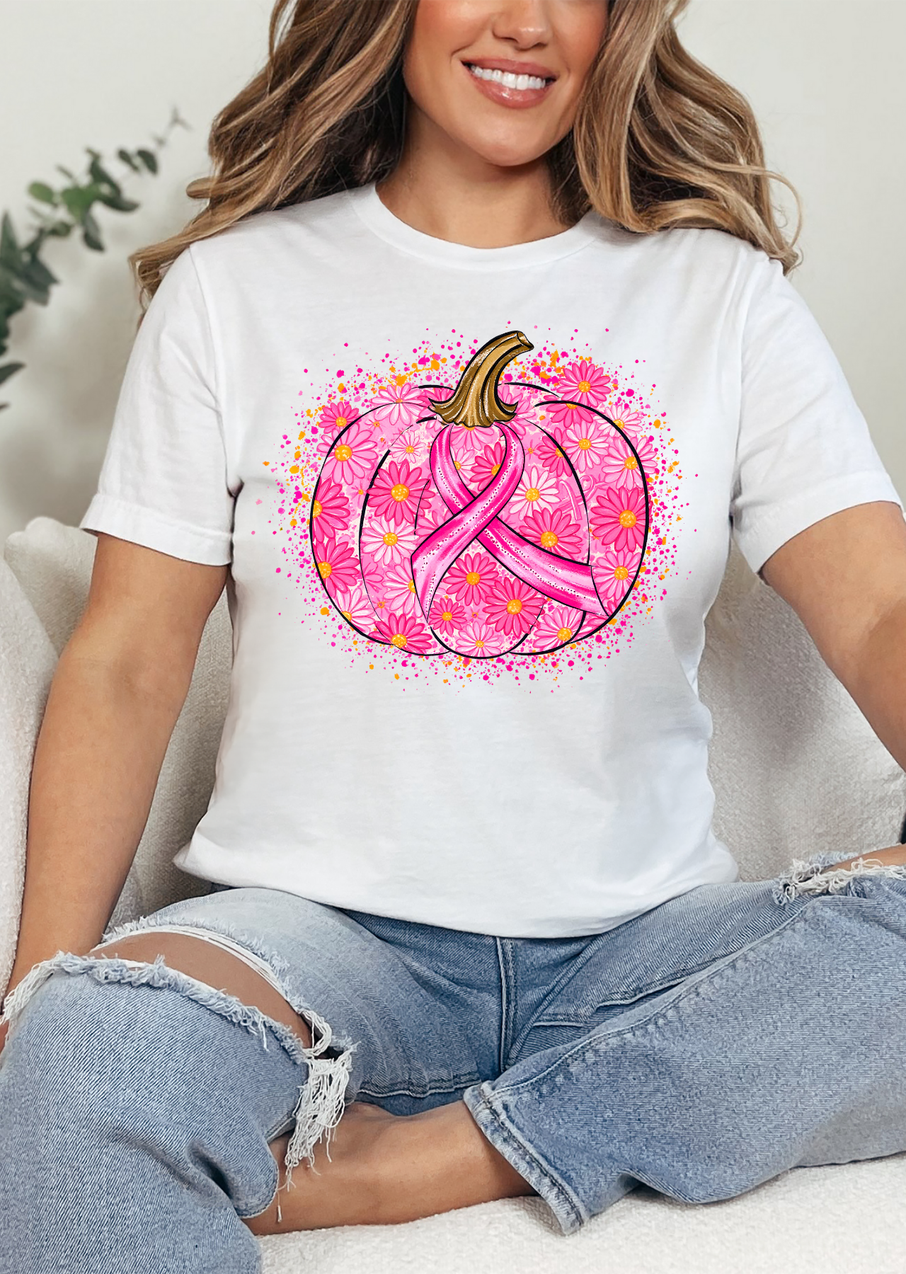 Pink Ribbon Pumpkin Tee
