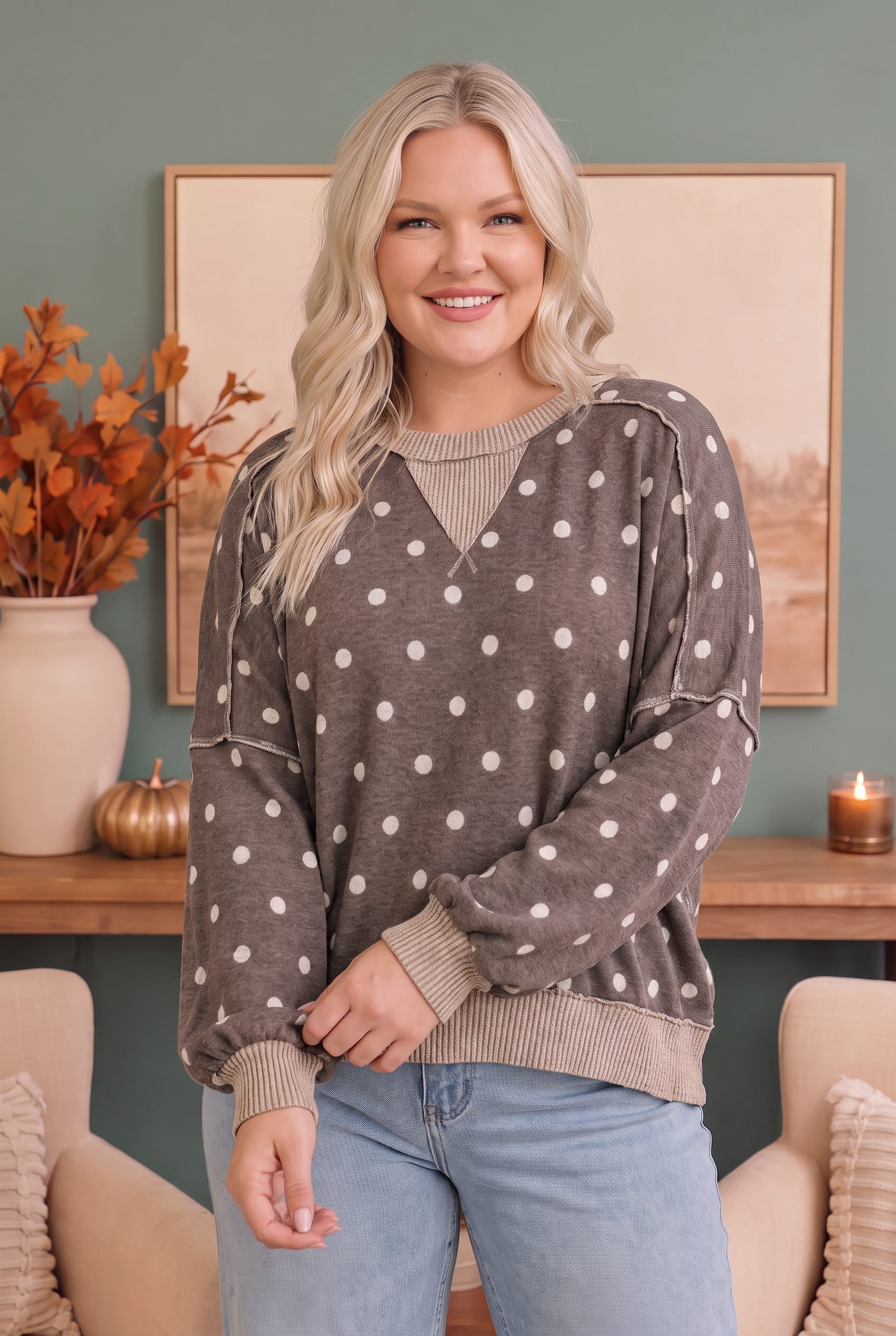 Connect the Dots Oversized Pullover Sweater Top