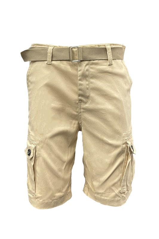 Mens Belted Cargo Shorts with Belt