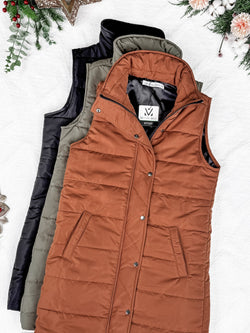 Harlow Long Vest - Olive