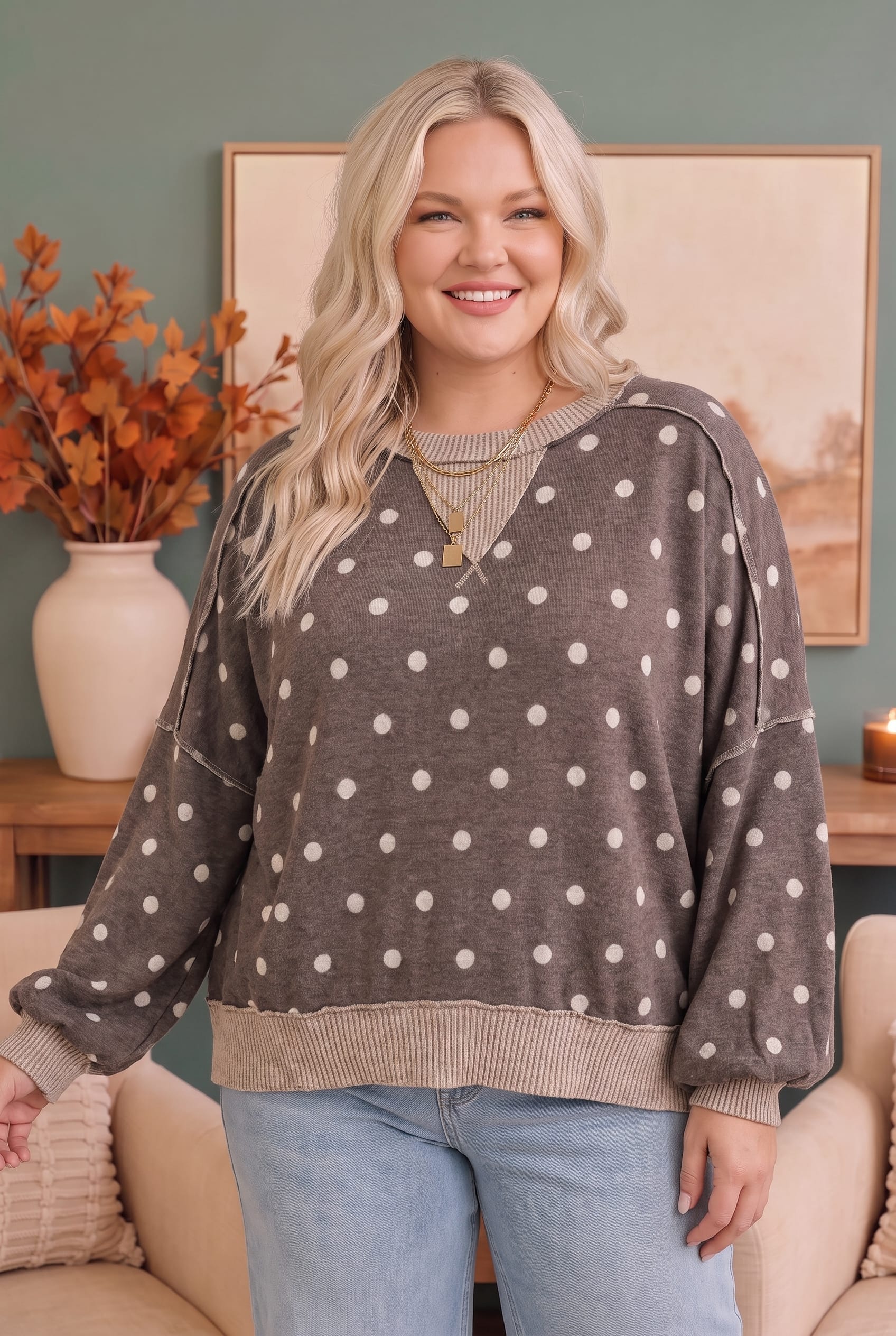 Connect the Dots Oversized Pullover Sweater Top