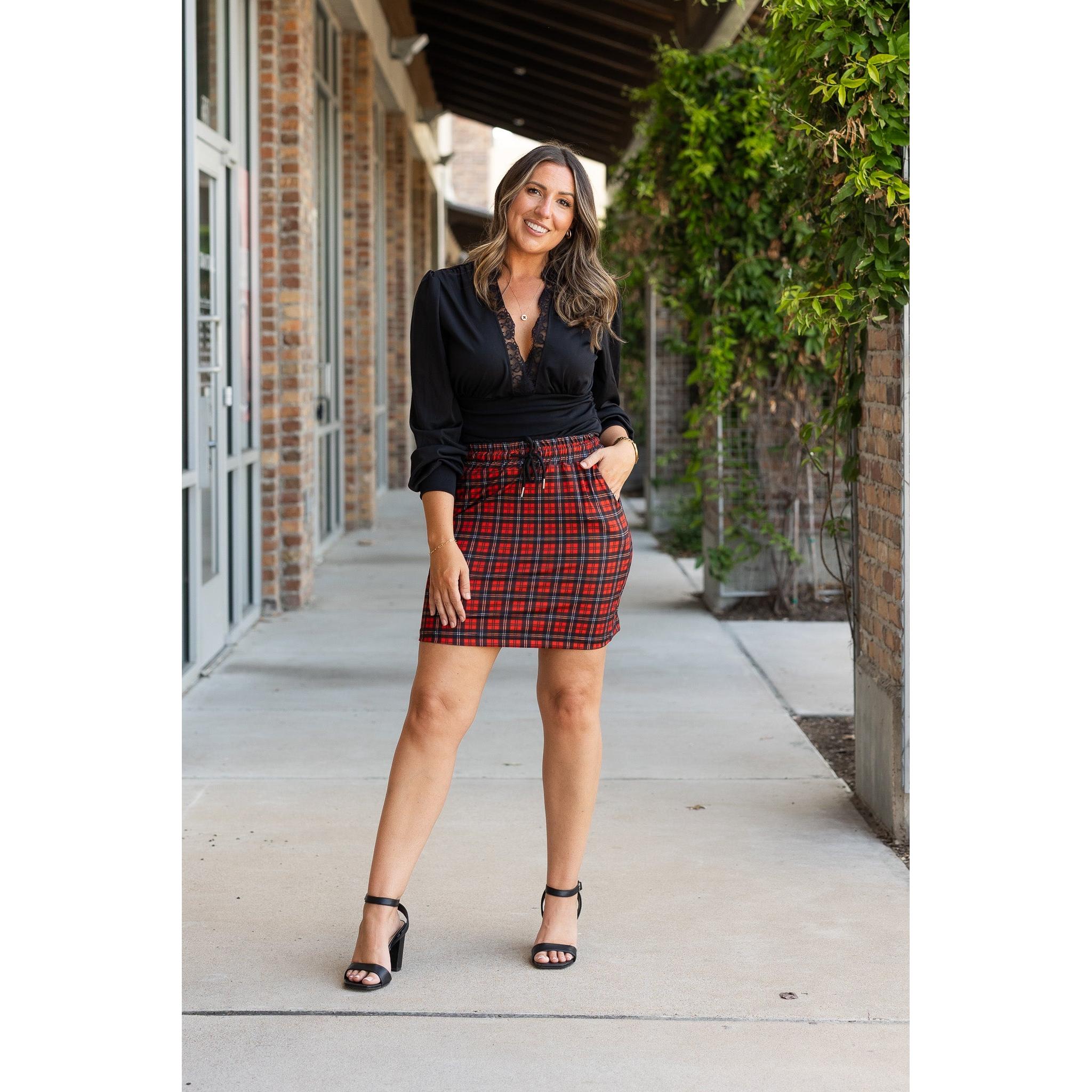 Ready to Ship | The Helena – Red Plaid Jogger Skirt ❤️🖤