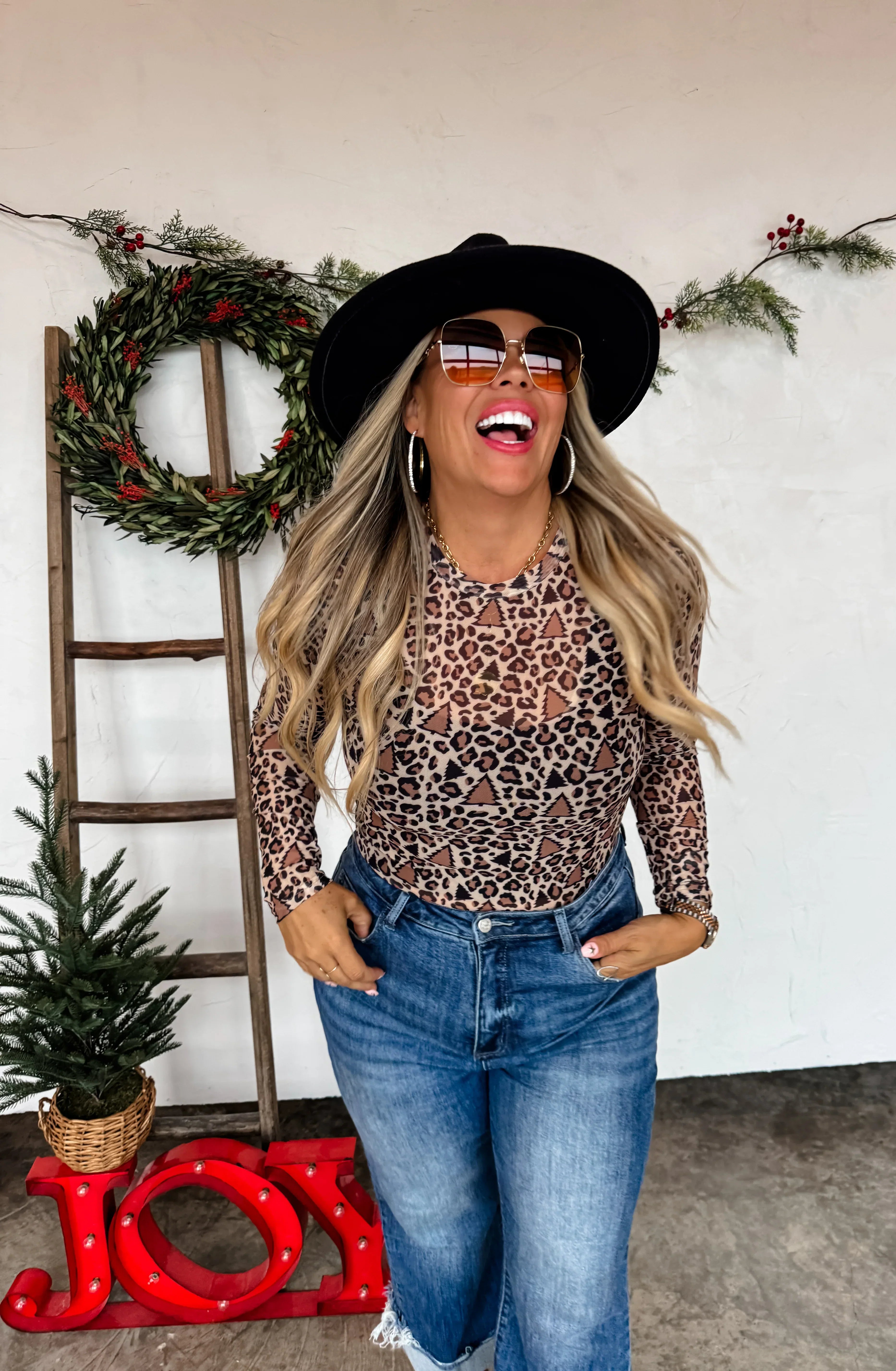 RTS: Christmas Printed Mesh Tops