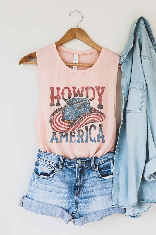 HOWDY AMERICA USA GRAPHIC MUSCLE TANK