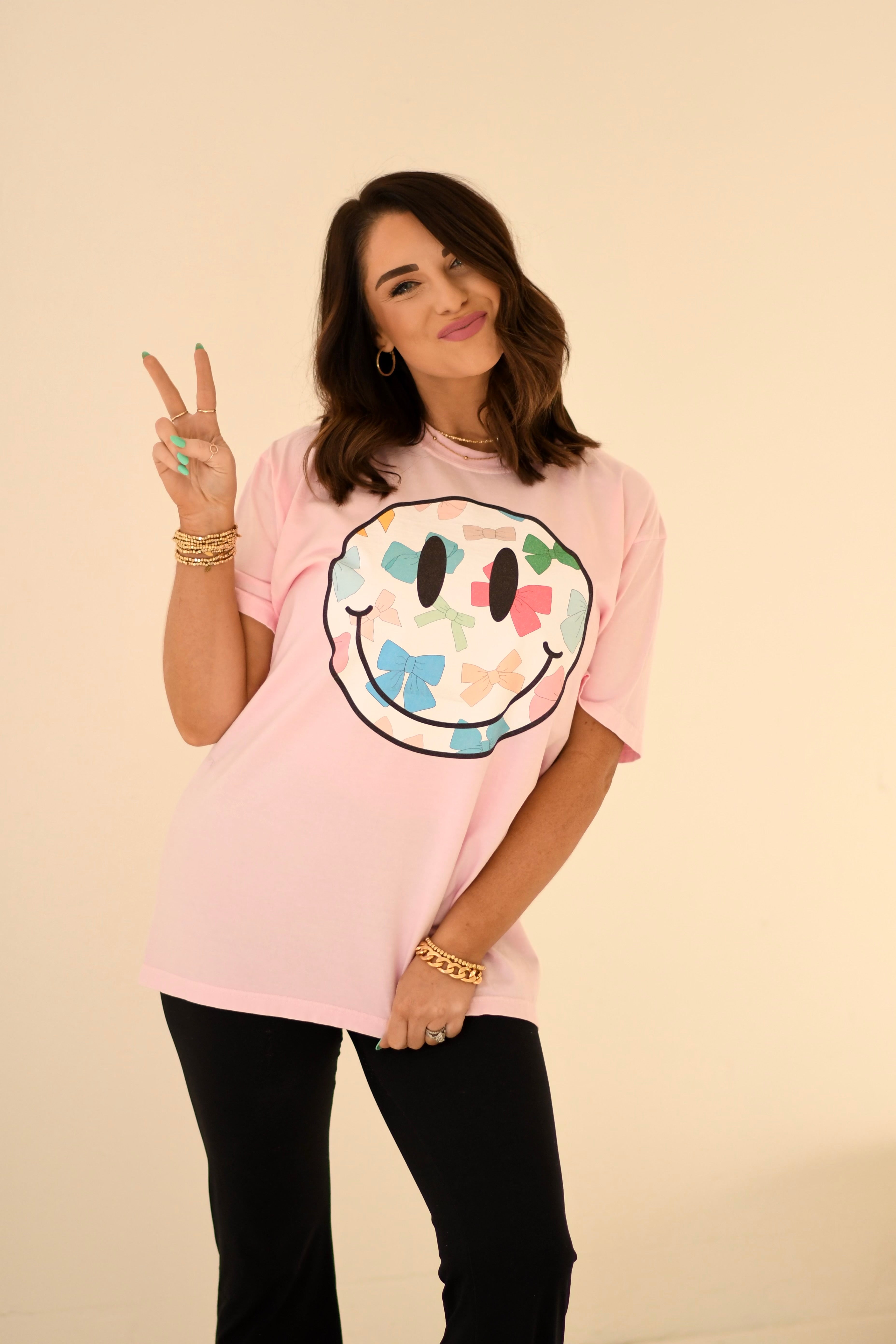 Colorful Bow Smiley Tee