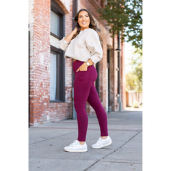 *Ready to Ship | Maroon Full Length Leggings with Pocket