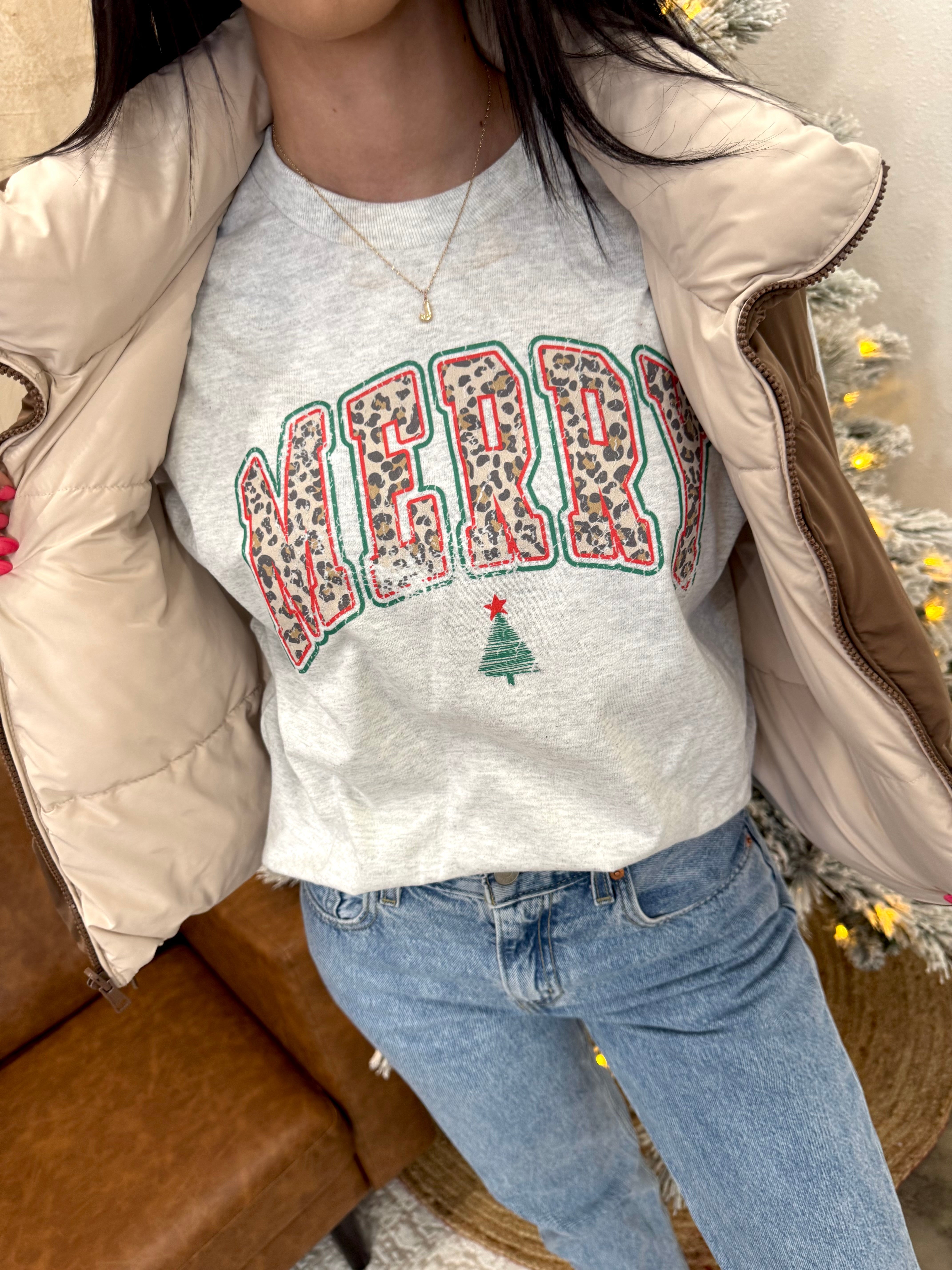 Distressed Merry Long or Short Sleeve Tee