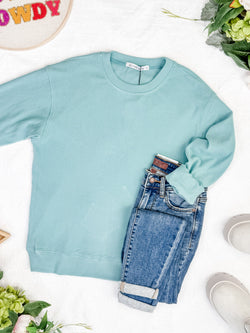 Corrine Ribbed Pullover Top - Dusty Blue