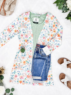 Classic Cardigan - Watercolor Floral