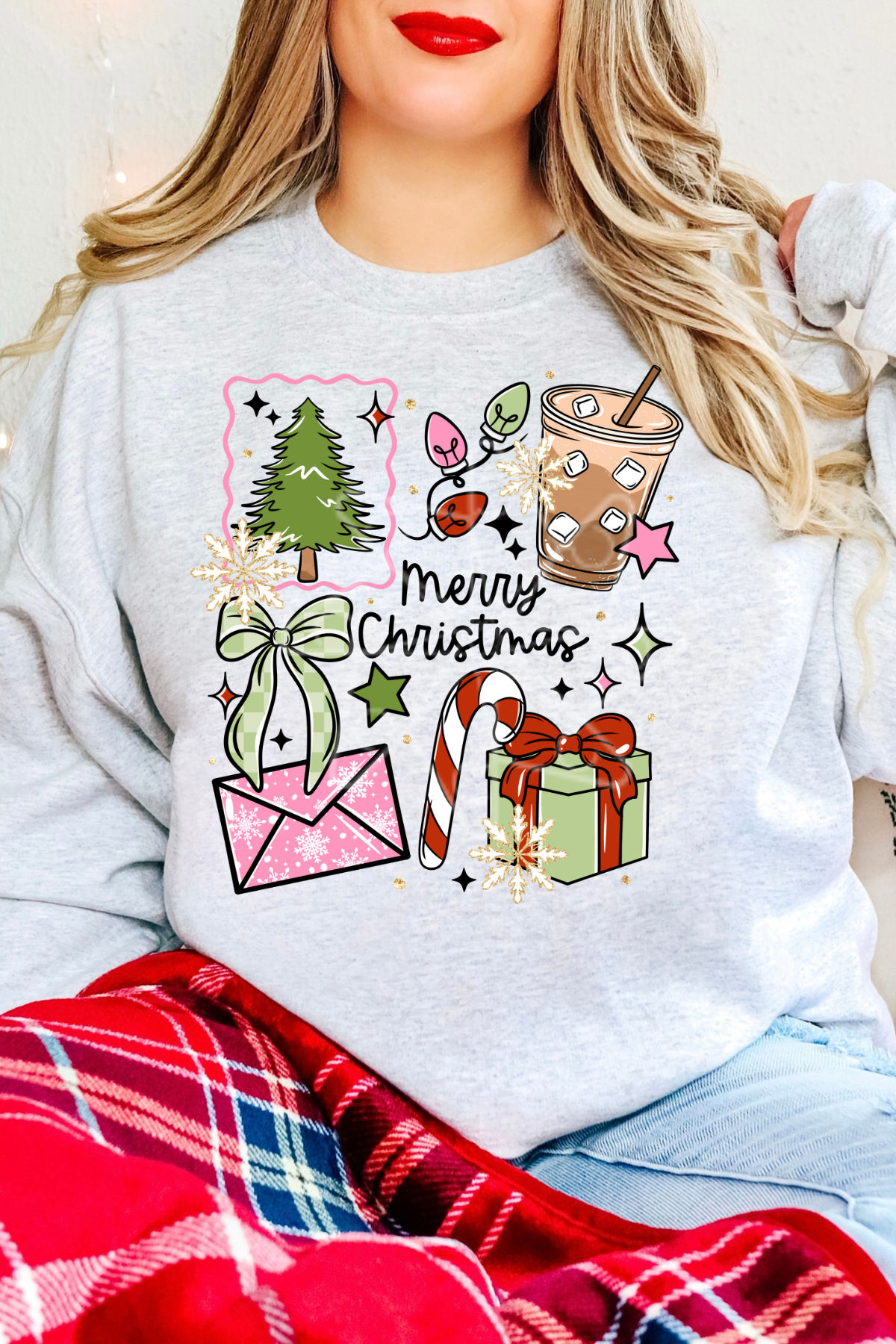 Merry Christmas Pastel Collage Sweatshirt
