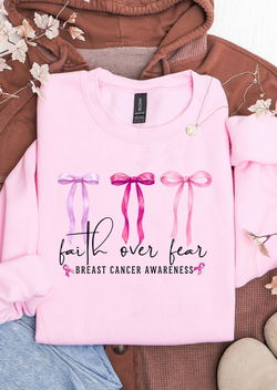 Faith Over Fear Coquette Bow Sweatshirt