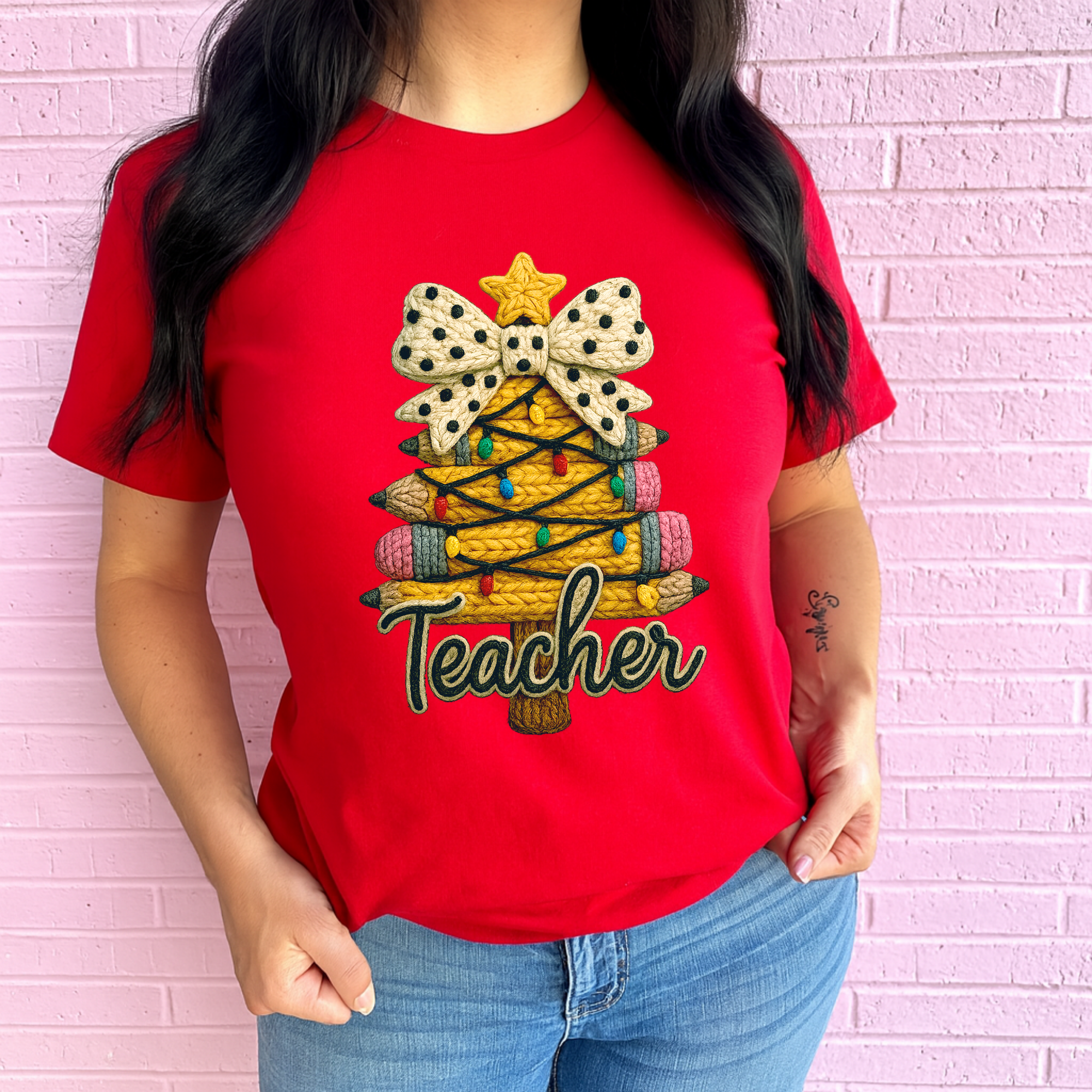 Christmas Teacher Yarn Graphic Tee