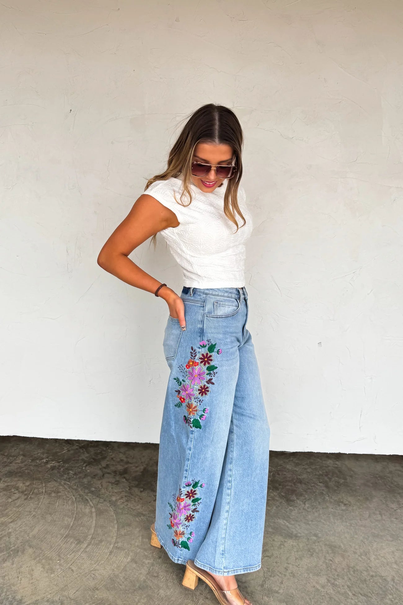 PREORDER- EVIE FLORAL EMBROIDERED JEANS