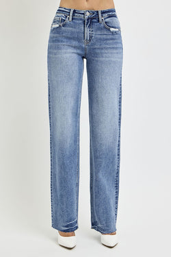 RISEN Full Size High Rise Straight Leg Jeans with Pockets