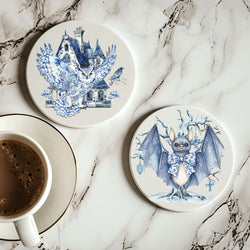 Gift-wrapped set of Halloween chinoiserie coasters
Wholesale packaging of blue and white Halloween coasters
Bulk order presentation of gothic chinoiserie coasters
Individual coaster gift packaging with Gia Roma branding