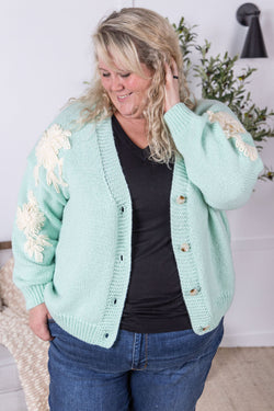 Mint and Tan Floral Cardigan