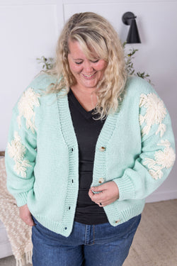 Mint and Tan Floral Cardigan