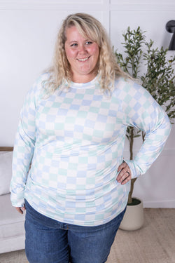 Blair Long Sleeve Top - Blue and Mint Checker MM EXCLUSIVE