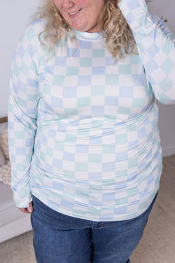 Blair Long Sleeve Top - Blue and Mint Checker MM EXCLUSIVE