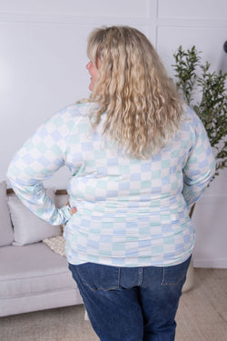 Blair Long Sleeve Top - Blue and Mint Checker MM EXCLUSIVE