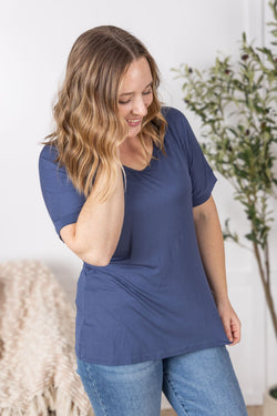 Bamboo V Neck Tee - Blue