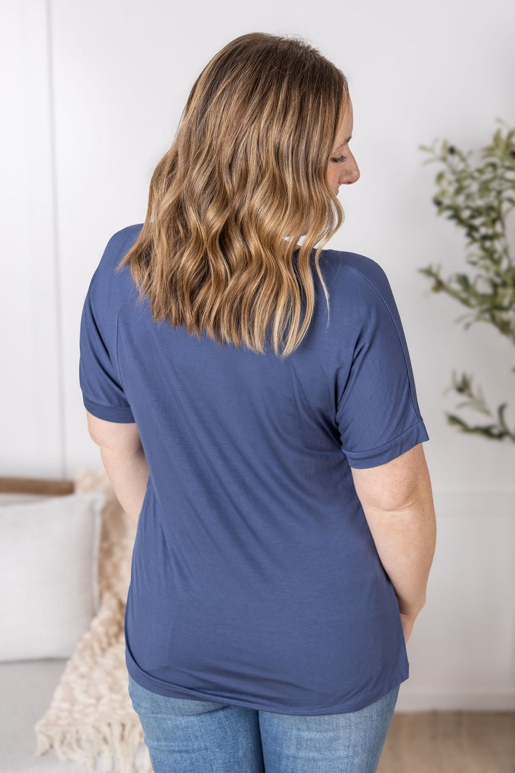 Bamboo V Neck Tee - Blue