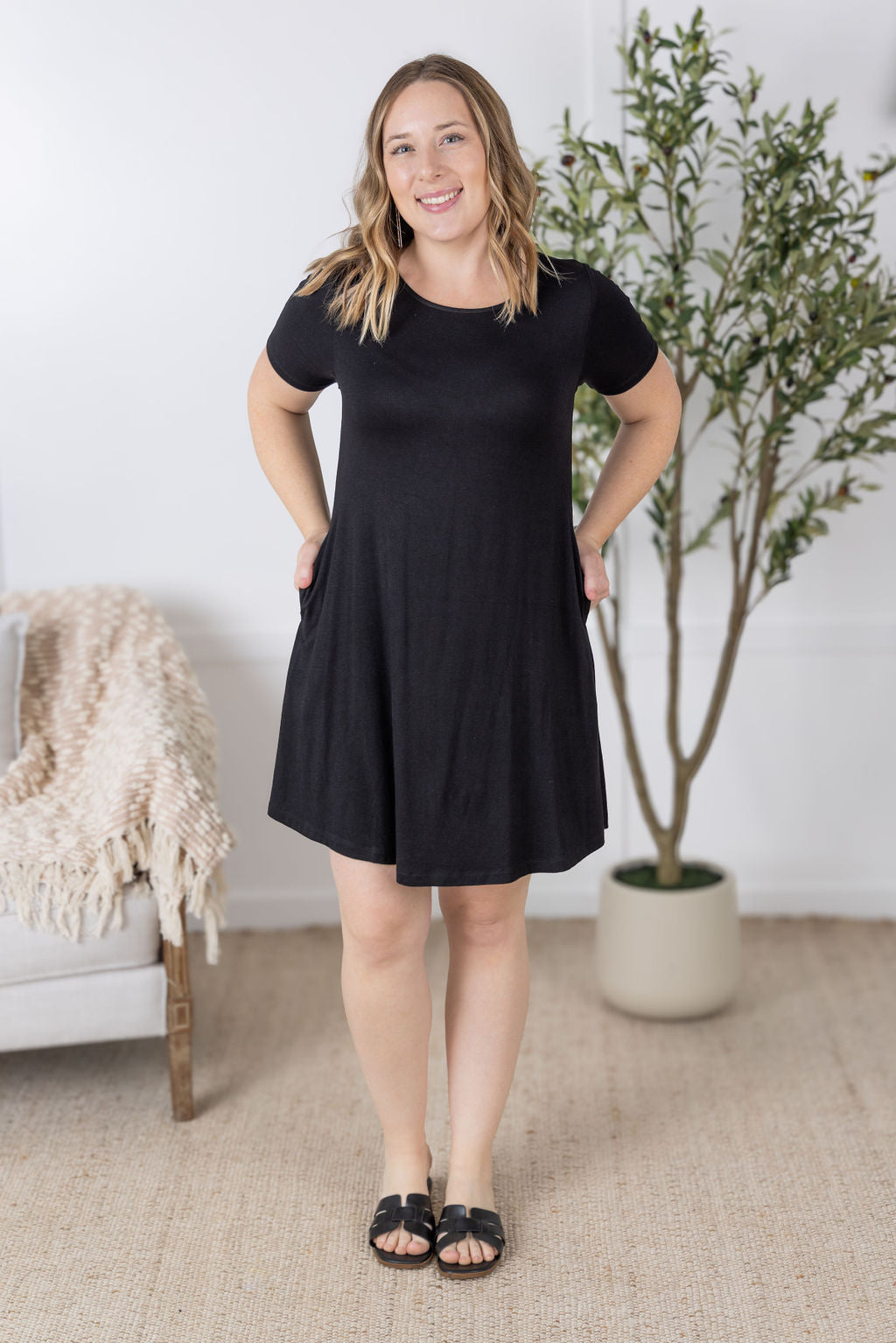 Roxy Swing Tunic Dress - Black