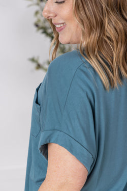 Sierra Pocket Top - Light Teal