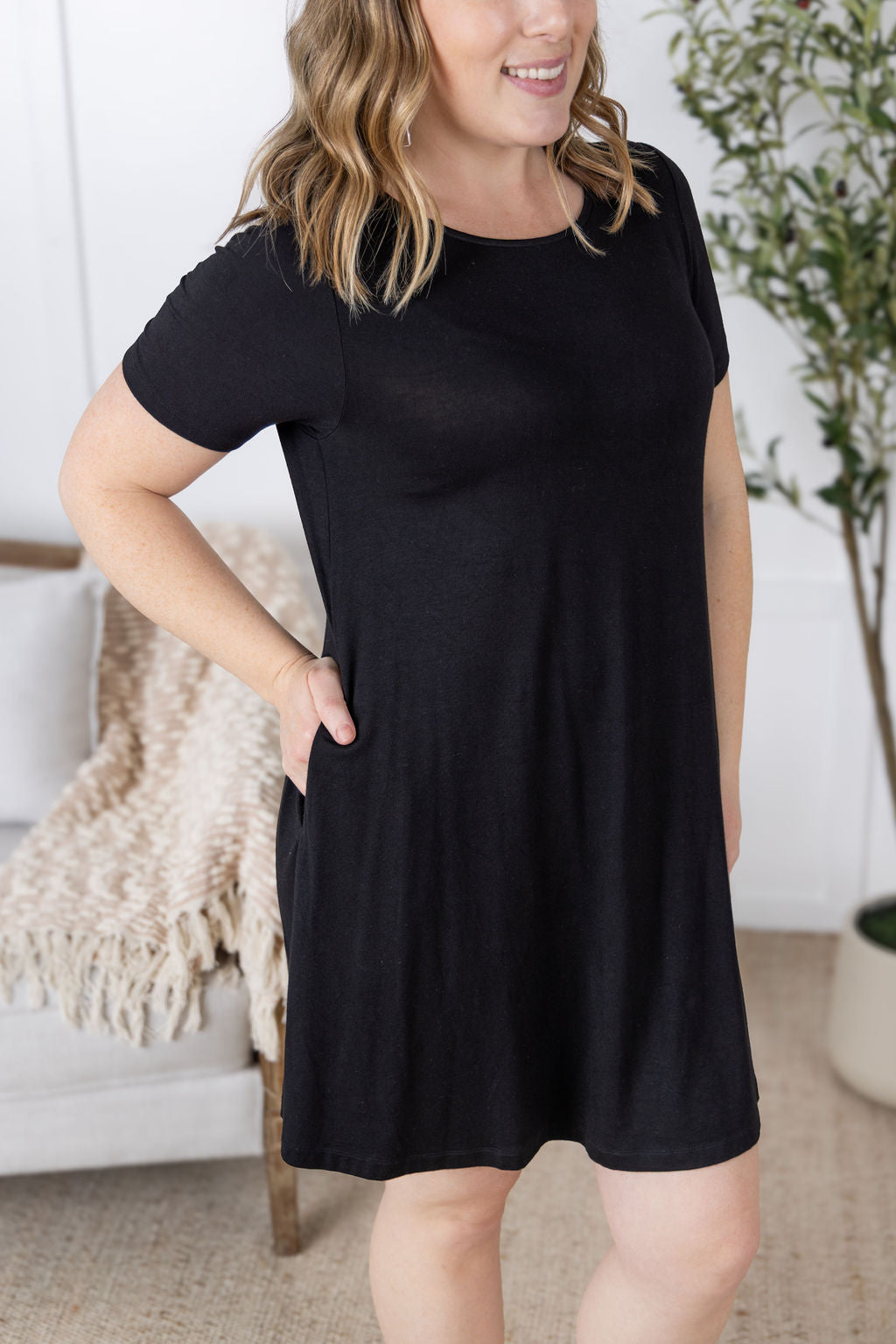 Roxy Swing Tunic Dress - Black