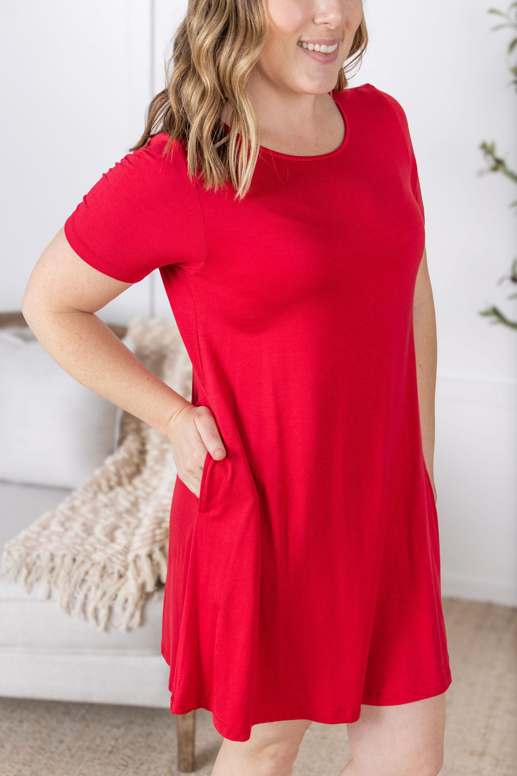Roxy Swing Tunic Dress - Red