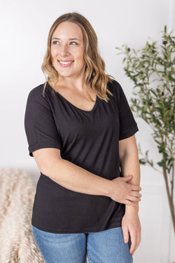 Bamboo V Neck Tee - Black