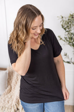 Bamboo V Neck Tee - Black